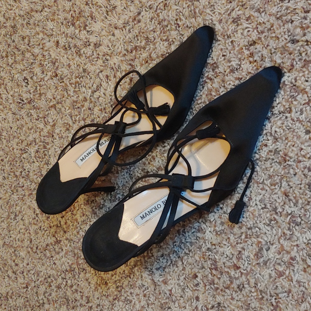 Manolo Blahnik Black Strappy Heels Size 37